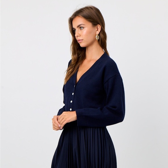 NWT La Porte Swim Cotton Cashmere Knit Summer Cardigan - Navy - XS - Picture 3 of 7